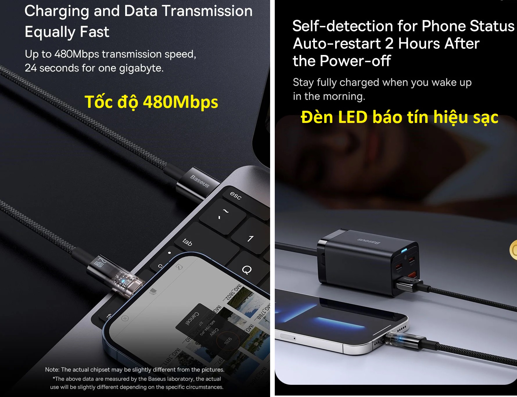 Cáp sạc iPhone 2.4A tự ngắt khi đầy Baseus Explorer Series