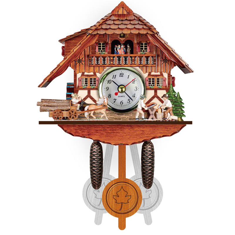 HANGDIAN  【Miễn Phí Vận Chuyển】Đồng hồ treo tường cúc cu đồng hồ báo thức thời gian cúc cu