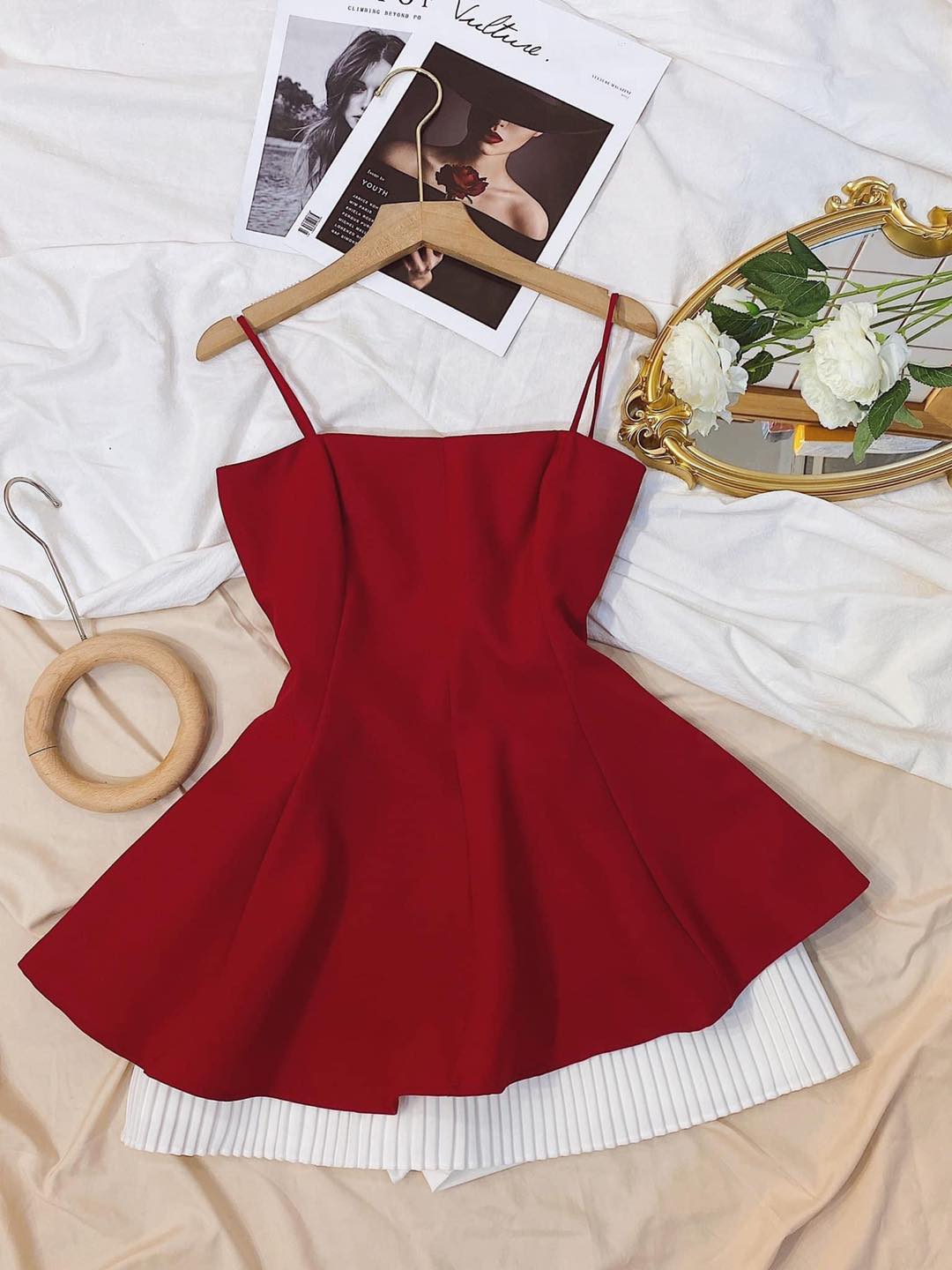 Áo 2 dây form peplum dáng xòe hàng thiết kế