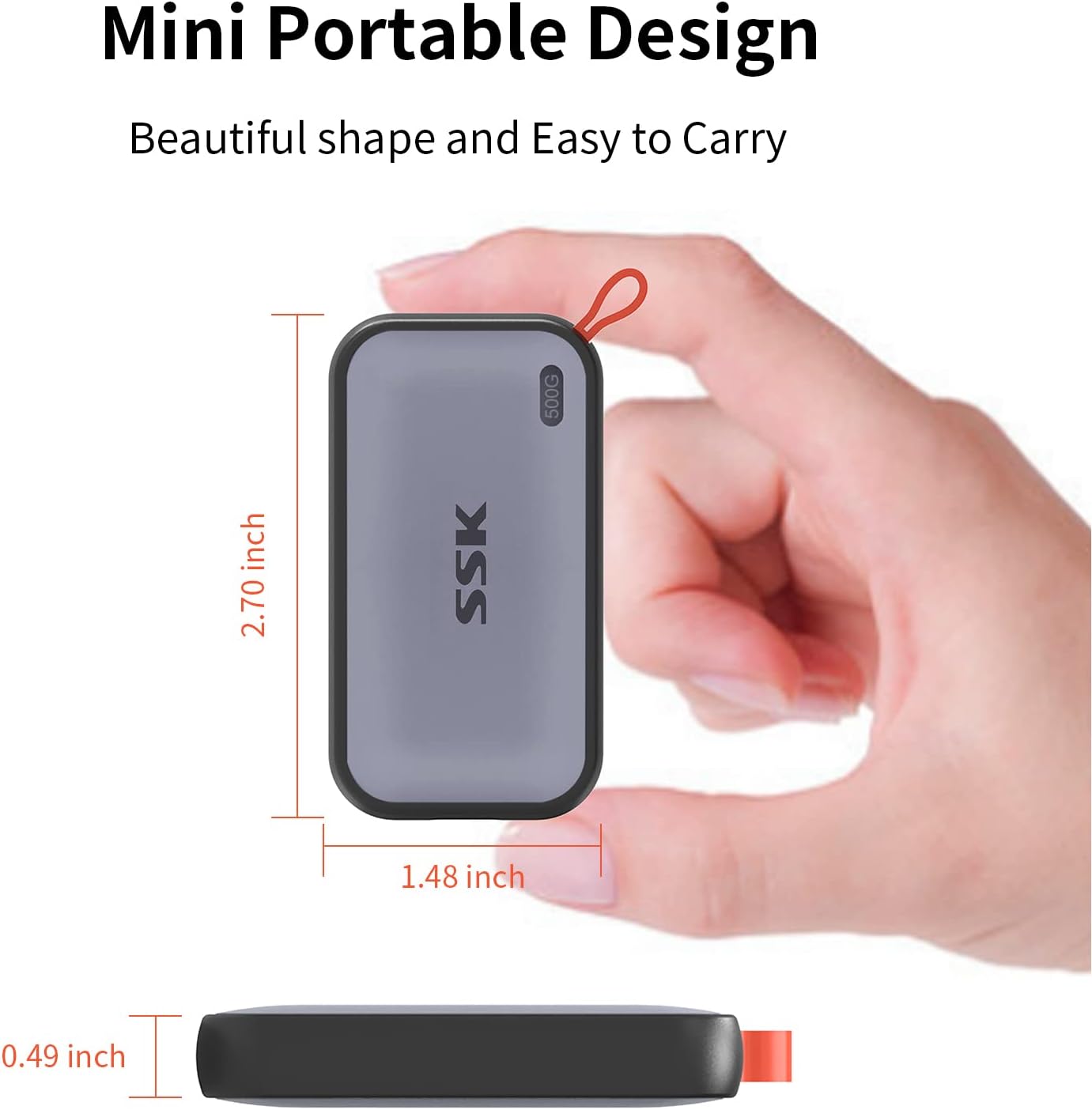 Portable SSD 500GB - 1050MB/s USB C External Storage for Quick File Transfers. 