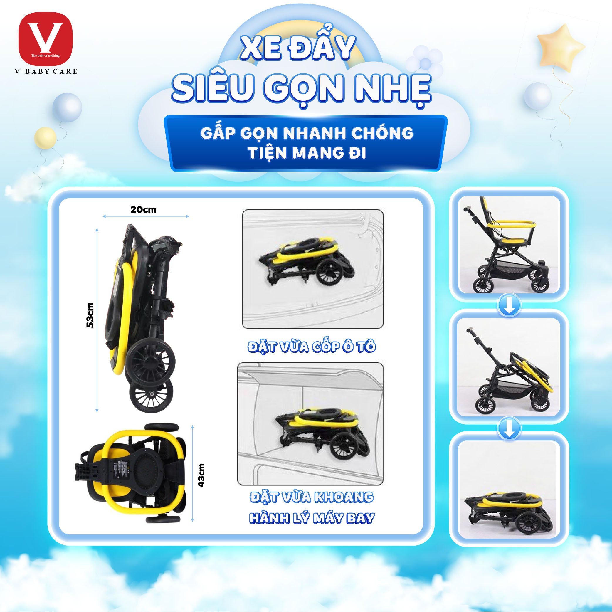 Xe đẩy gấp gọn đảo chiều Q1