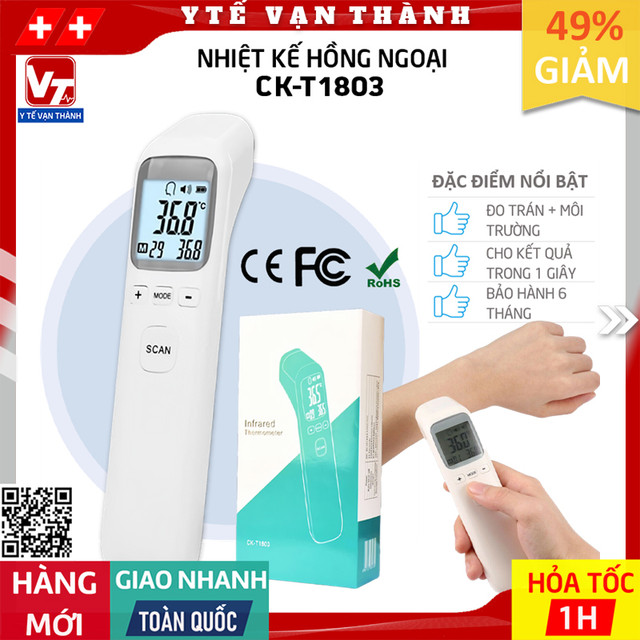 ✅ Nhiệt Kế Hồng Ngoại Đo Trán CK-T1803 | Scan, Đo cực nhanh 0.5 Giây -VT0313 - Y Tế Vạn Thành