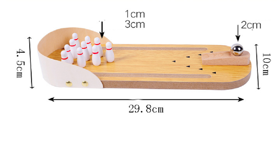 Bộ đồ chơi bo ing kệ bowling gỗ mini cho bé
