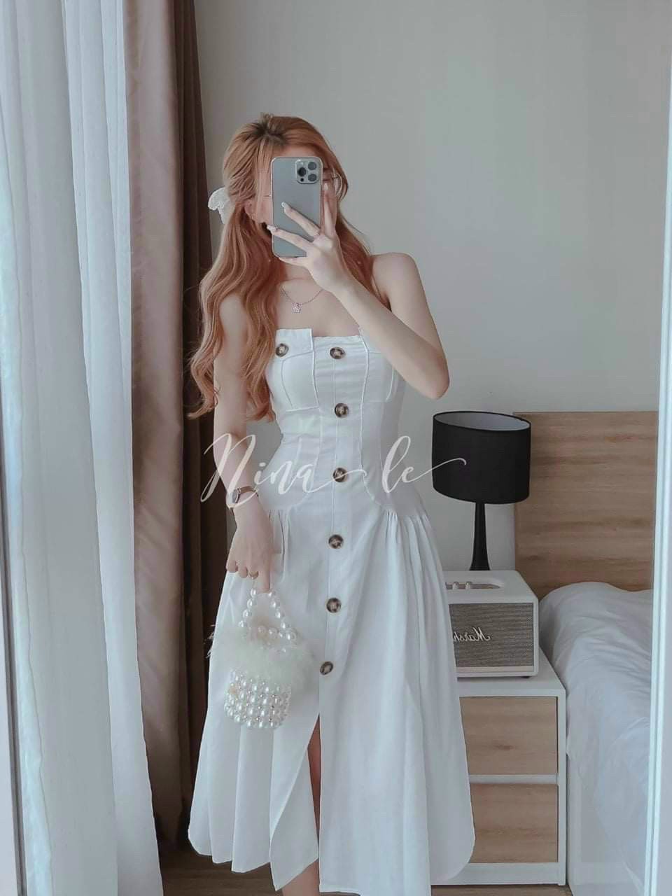 [Đầm Mới] Đầm Váy Nữ hai dây cài Nút siêu xinh
