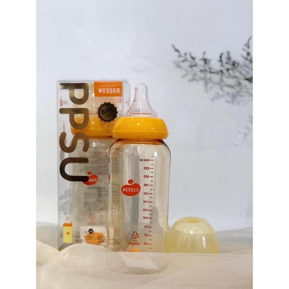 BÌNH SỮA WESSER CỔ HẸP CAO CẤP PPSU MẪU MỚI 60ML/140ML/240ML