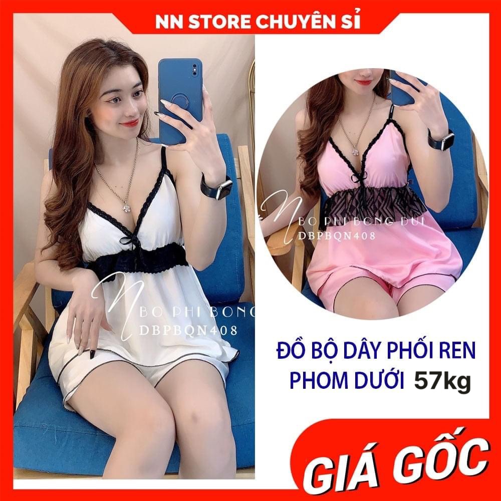 Đồ ngủ phi bóng sexy phối ren đen,freesize dưới 57kg