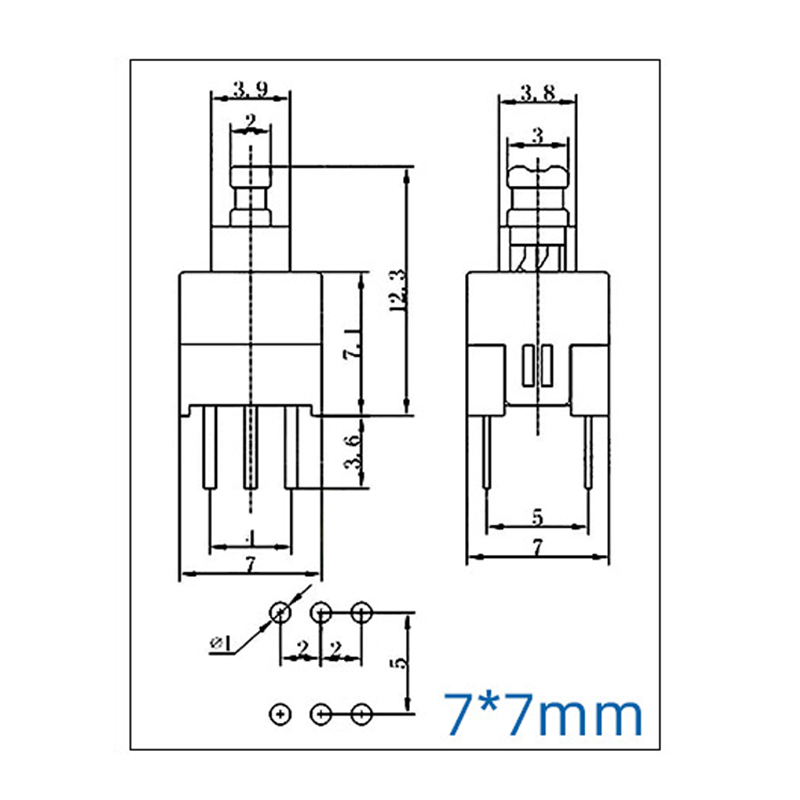 5 Cái - Nút Nhấn ON OFF 6 Chân 7x7 mm