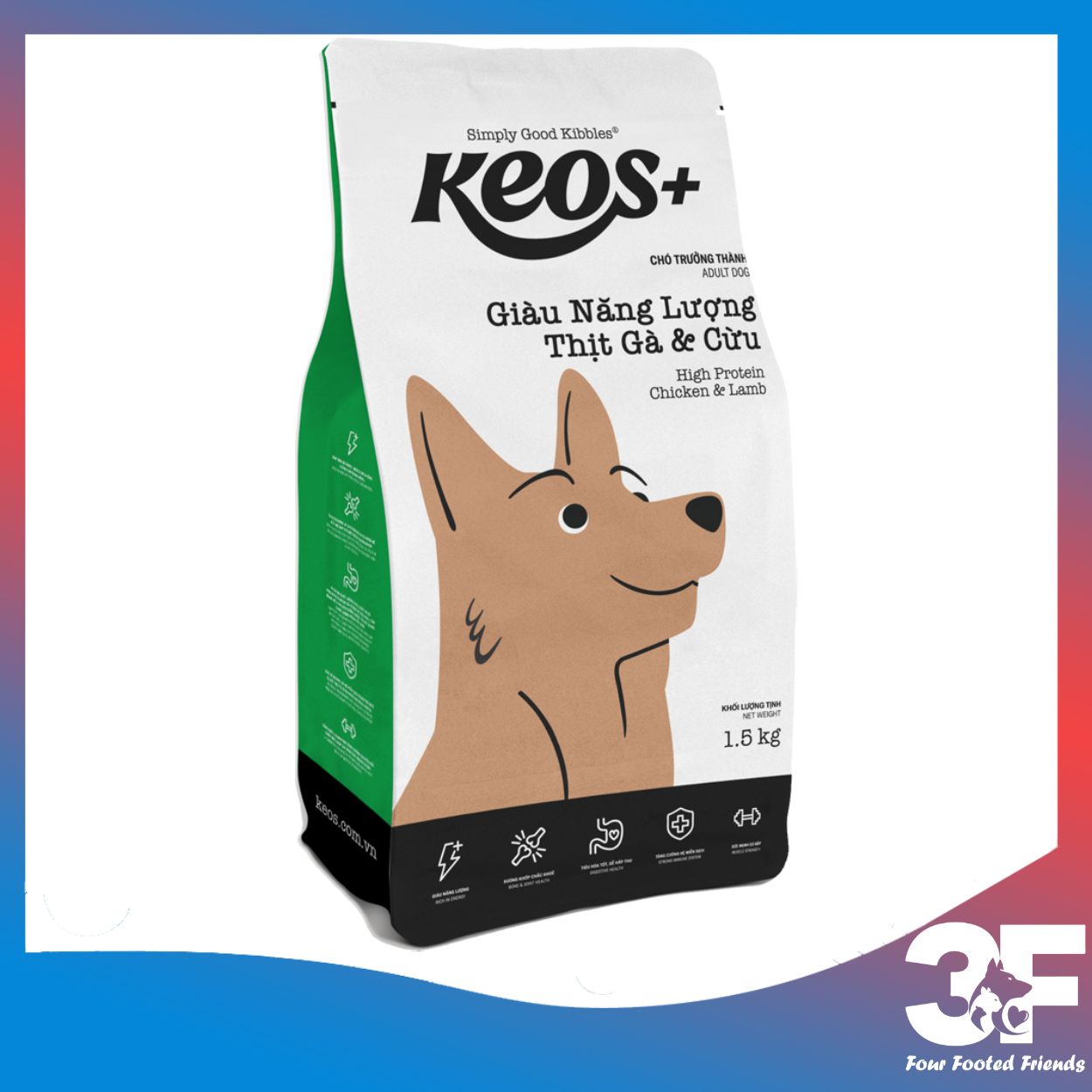 Thức Ăn Hạt Cho Chó Mọi Lứa Tuổi Keos Túi 1.5kg