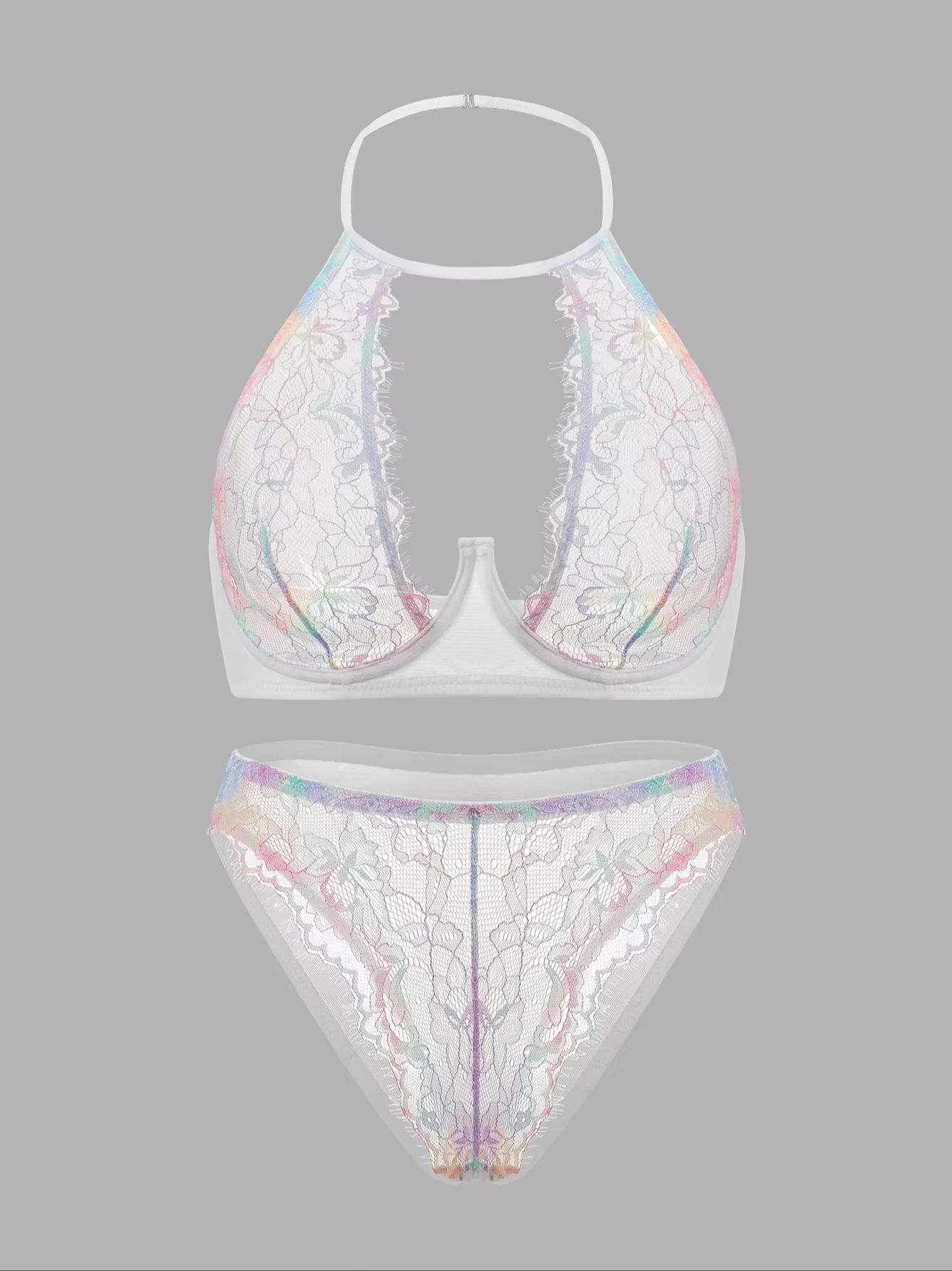 Embroidered Floral Bra and Panty Set