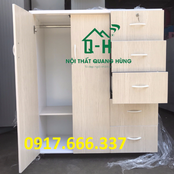 TỦ QUẦN ÁO NHỰA ĐÀI LOAN 2 CÁNH 5 NGĂN MÀU GIẢ GỖ