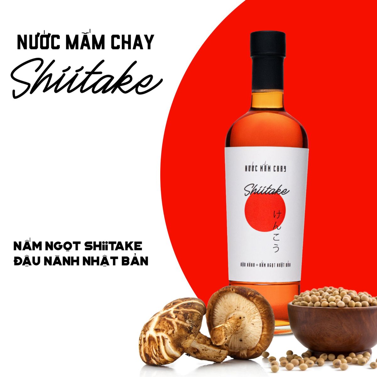 Nước mắm chay shiitake cao cấp làng chài xưa chai 500ml, hsd 12 tháng - freeship