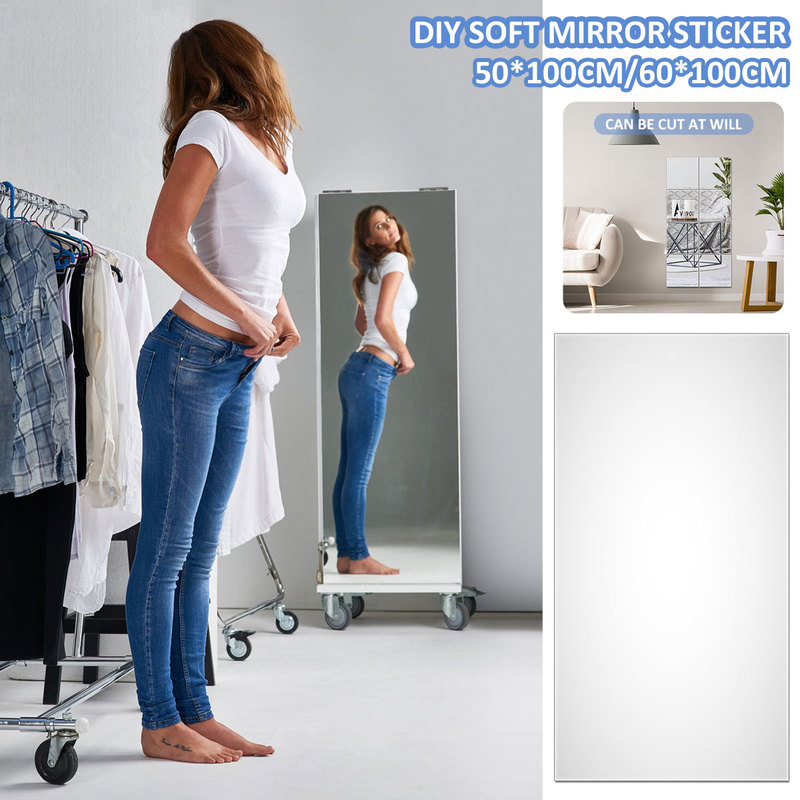 Self Adhesive Mirror Stickers Flexible Mirrors Sheets Cuttable DIY Wall Mirror PET Non Glass Mirror Stickers Mirrors Sheets Flexible Self Adhesive Mirror Stickers Timtop
