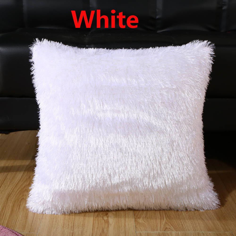 LEMMRE Square Car Seat Waist Throw Pillow Cases Winter Warm Cushion Cover Fur Plush