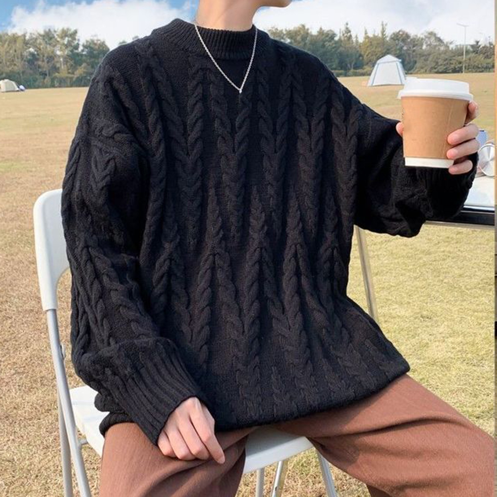 Tina Cozy Winterpullover Herren Langarmpullover Herren Winterpullover Loose Fit Strickpullover für Modebegeisterte366_voghion.com