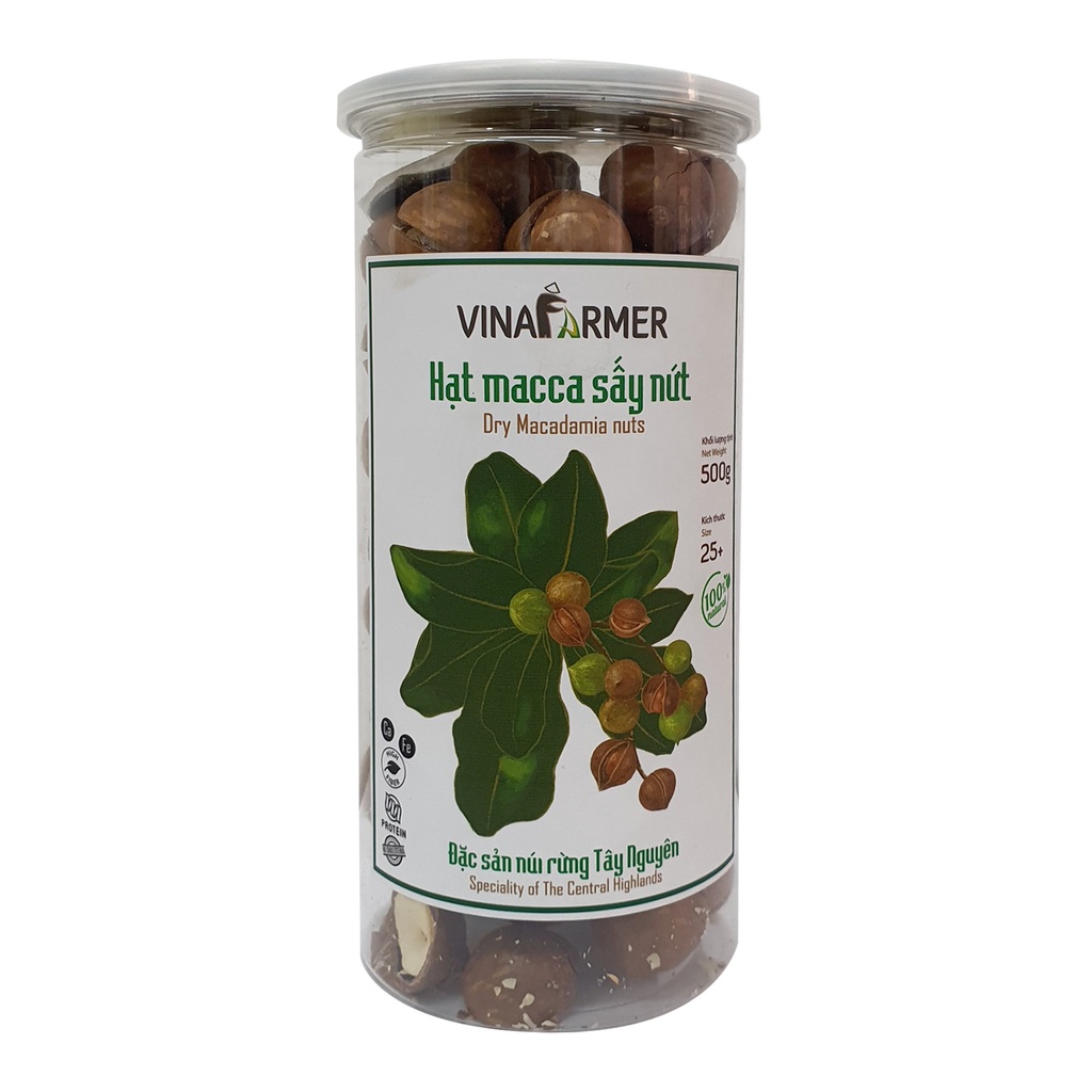 Hạt macca sấy nứt Vinafarmer 500g ăn trực tiếp có dụng cụ tách vỏ -Leaf organic