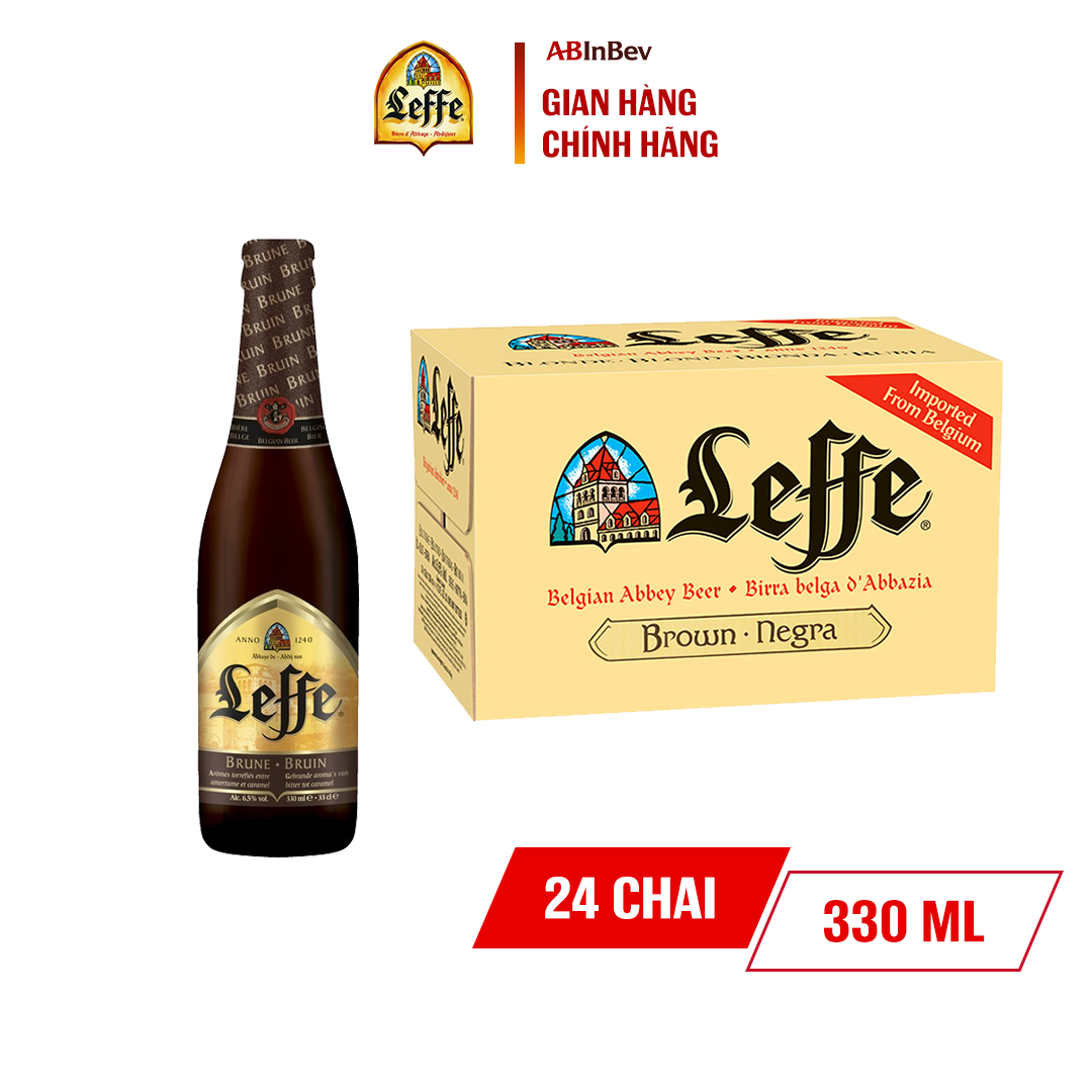 [7-9.7 VC ĐẾN 800K+FS] Thùng 24 Chai Bia Ale Leffe Brune (Leffe Nâu) (330ml/ chai)