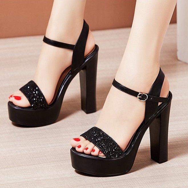 Giày hở mũi phối kim tuyến