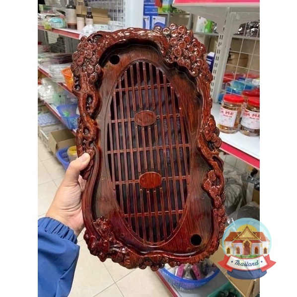 Khay trà giả gỗ, khay trà tùng hạc điêu khắc giả gỗ cực đẹp và sang trọng, khay trà nhựa giả gỗ sang trọng tiện lợi