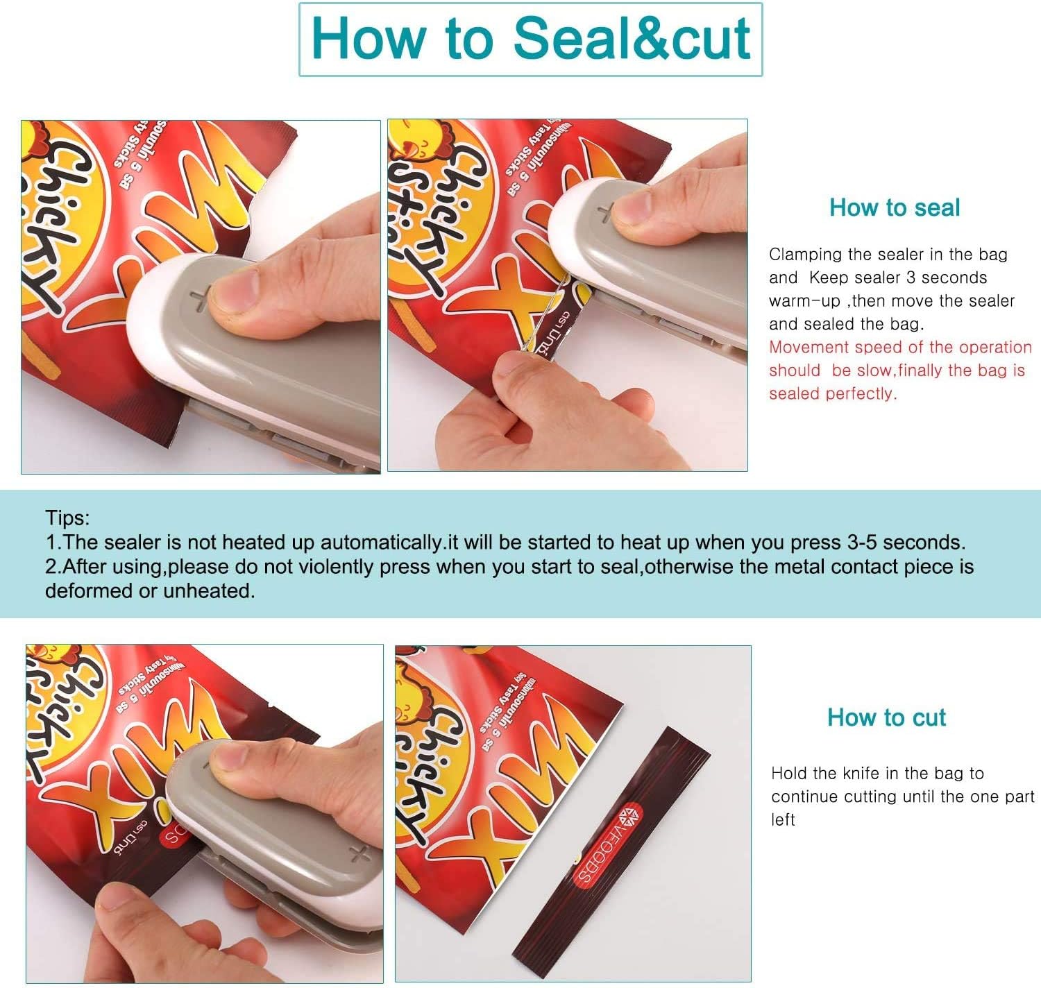 Tools Hand Pack Machine Snacks Food Small Fruit Mini Clip Sealing Machine 1 Sealing Pressure Preservation Heat Sealing Portable. 