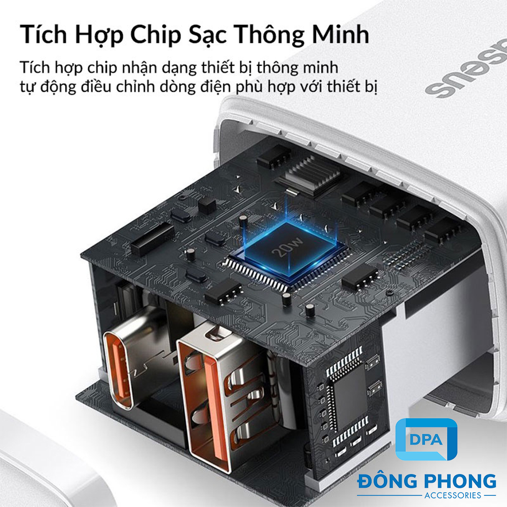 Củ Sạc Nhanh Đa Năng Baseus PD 20W Compact ( USB + Type C Dual Port, QC 3.0 Multi Quick Charge Support )
