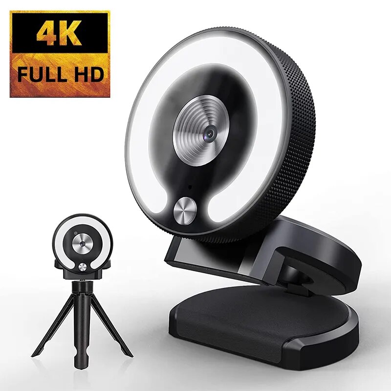4K Webcam Full HD 2K Mini Web Camera With Fill Light Laptop PC Computer Live Broadcast Camera Video Camera Microphone Webcast