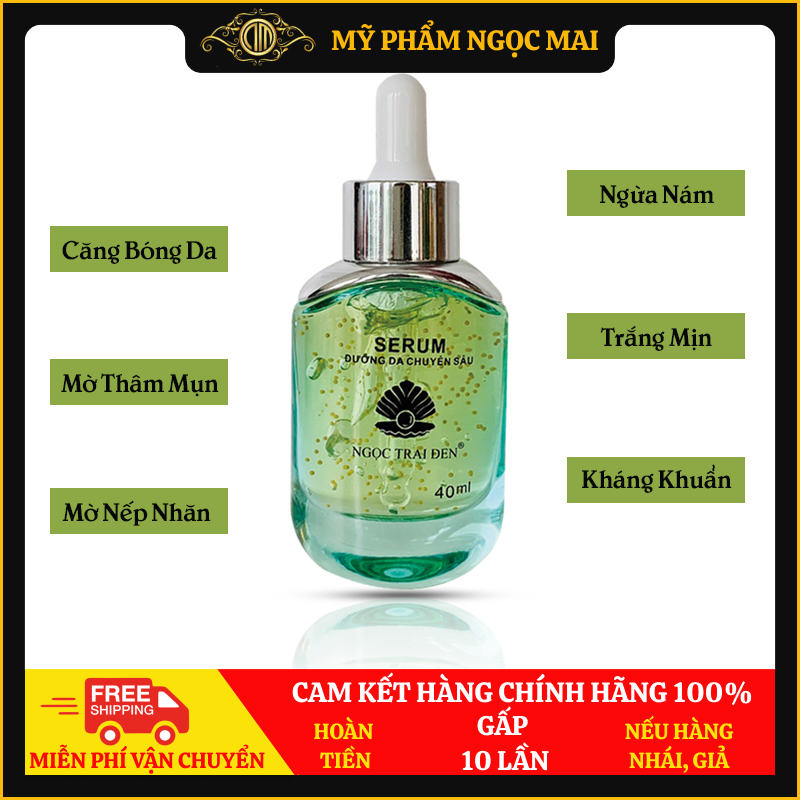 Serum dưỡng da ngọc trai đen 40ml, dưỡng trắng, ngừa nám, mờ thâm, căng bóng da, mờ nếp nhăn