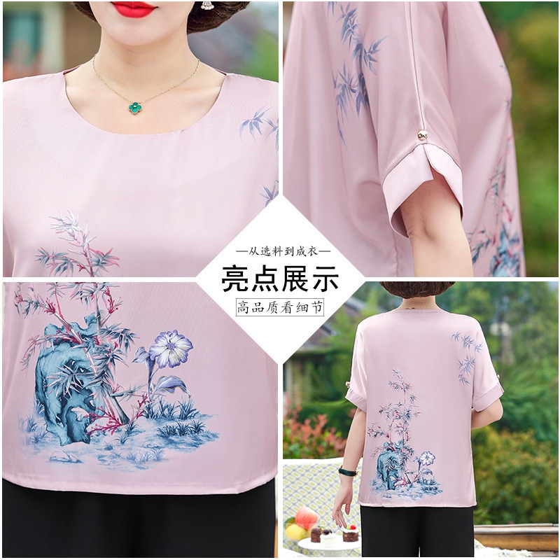 áo trung niên nữ- áo sơ mi lụa cho mẹ u50-60-70