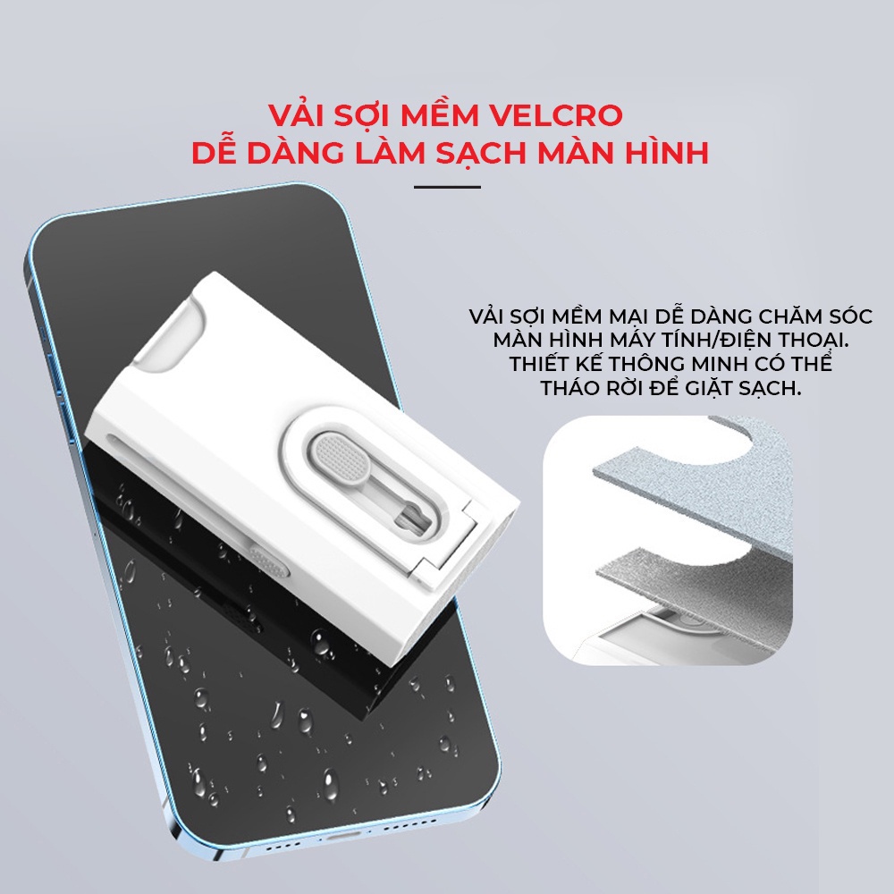 Bộ Vệ Sinh 8 In 1 Đa Năng Kết Hợp Nhiều Dụng Cụ Vệ Sinh Tiện Dụng ( Làm Sạch Airpod Bàn Phím Màn Hình Điện Thoại )