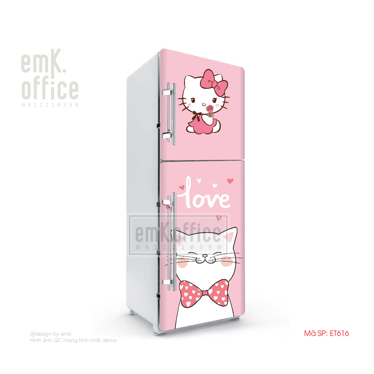 Decal dán tủ lạnh, miếng dán tủ lạnh mẫu cute - BO109
