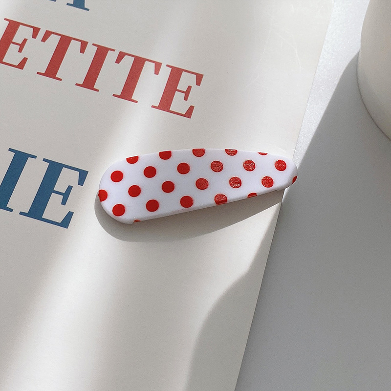 MIAOYA Korean Version of The Red Polka Dot Plaid Hair Clips Female Ins Cute Student Birthday Gift
