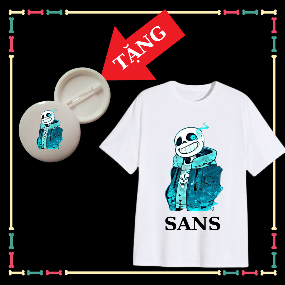 Áo Sans Undertale siêu ngầu cho trẻ em tay ngắn thun co giãn 4 chiều Tặng Huy Hiệu Sans ngầu