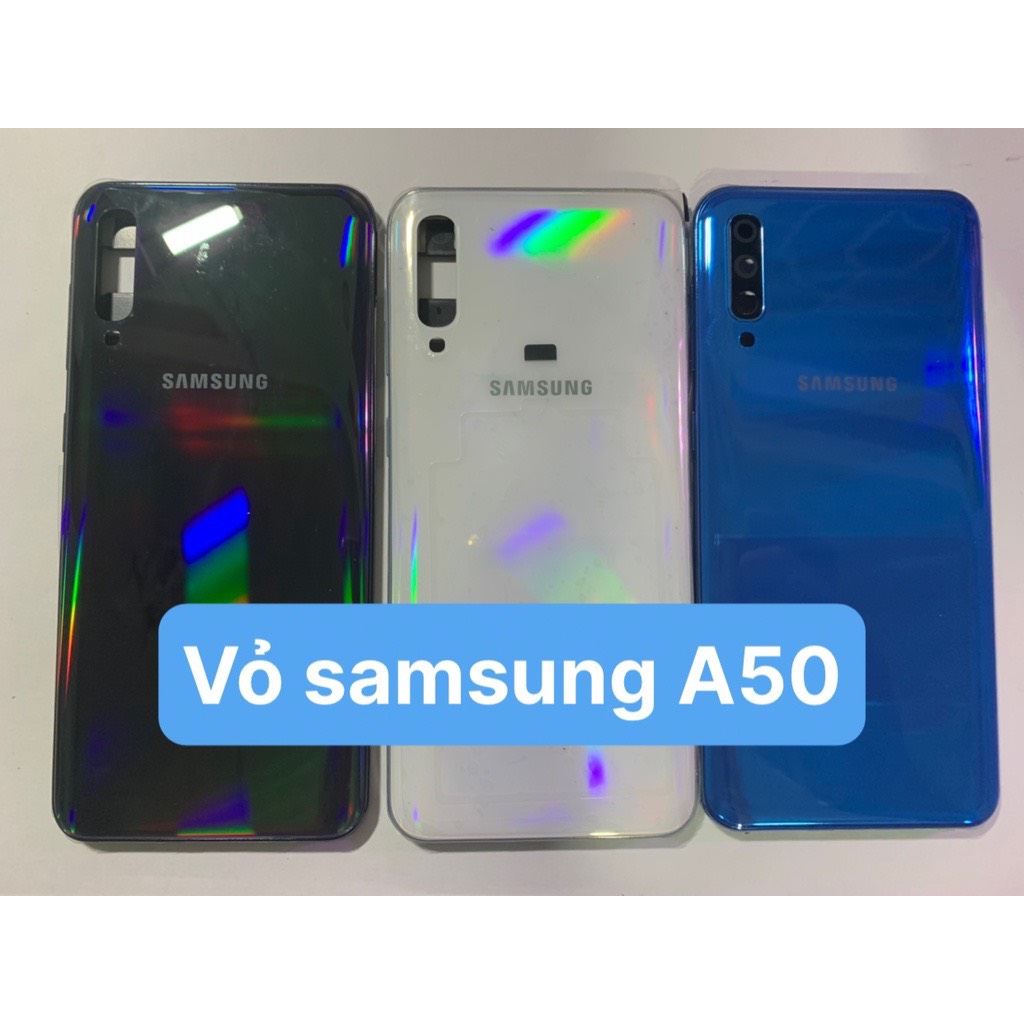 Bộ xương vỏ zin new sam sung A50 (GỒM :LƯNG,SƯỜN ,PHÍM BẤM,KÍNH CAM)