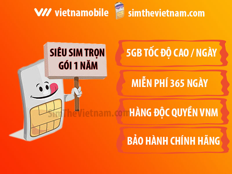 Siêu Sim Data 4G Vietnamobile Trọn Gói 1 Năm 1800GB - 5GB Ngày thumbnail