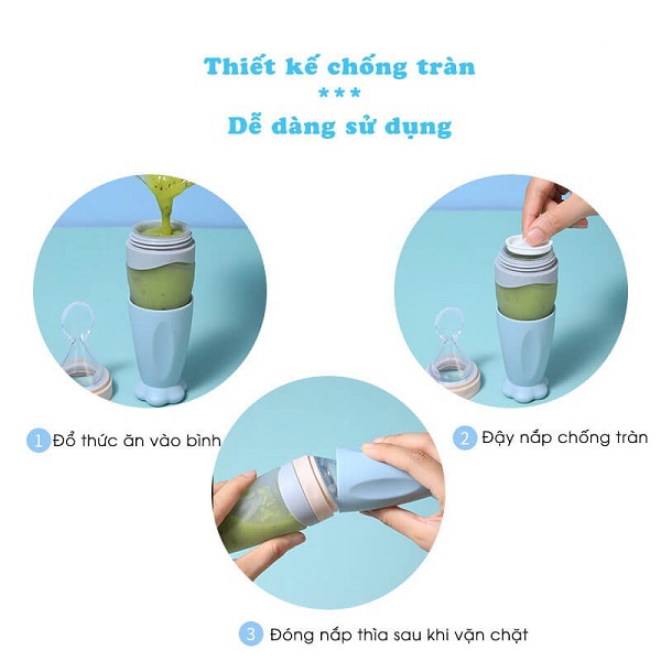 Bình Thìa Ăn Dặm, Bình Thìa Silicon Cho Bé Ăn Bột PUPUKIDS