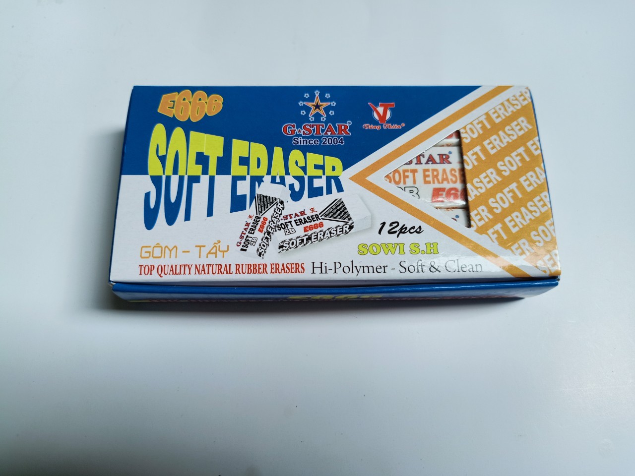 HỘP 12 CỤC GÔM MÀU E-666 ĐEN/TRẮNG G-STAR