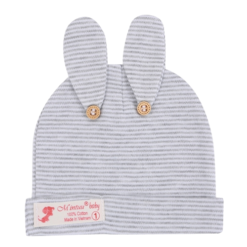 Nón Sơ Sinh Tai Thỏ Mintuu Cho Bé 100% Cotton Co Dãn