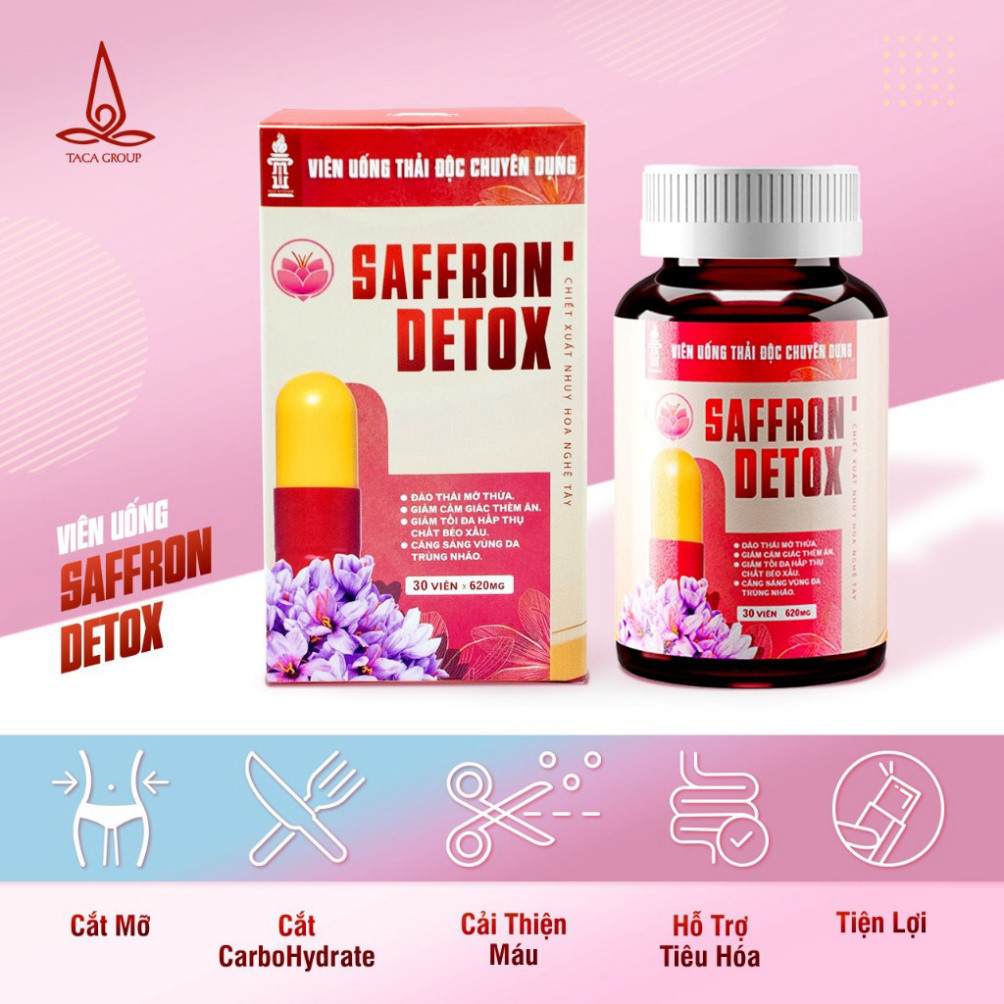 Viên uống giảm cân giảm mỡ saffron detox - hộp 30v
