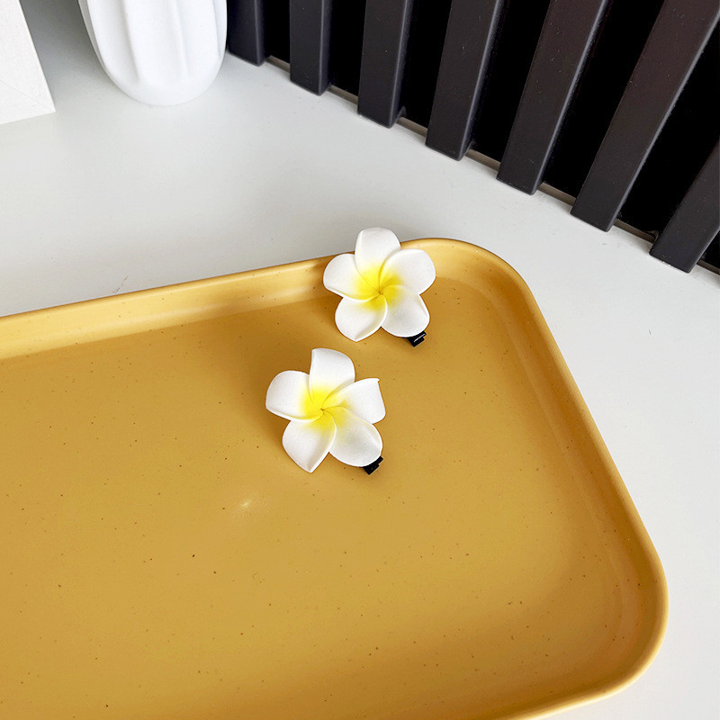 COCOJEWELRY 2pcs 4cm Candy Color Frangipani Hair Clip for Women Korean Style Bangs Hair Clip Hair Accessory