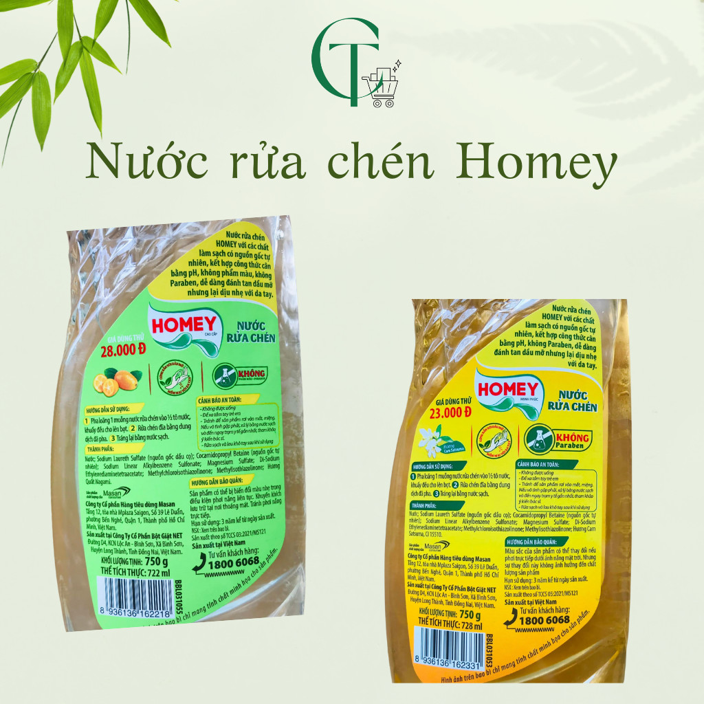 Nước rửa chén bát cao cấp Homey chai 750g