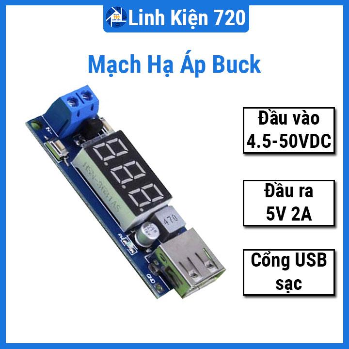 Mạch hạ áp buck 4.55-40v xuống 5v 2a cổng usb sạc điện thoại