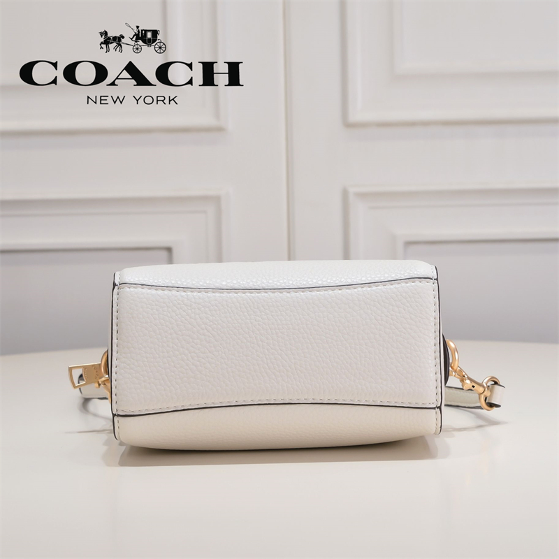 00s Coach Leather Mini Boston Bag White y2k coach archive mini