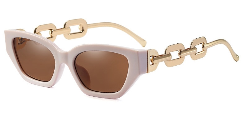 Vintage Cat Eye Sunglasses For Women Small Metal Chain Sunglasses Elegant Eyeglasses Trend Fashion Black Shades