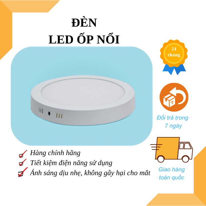 Đèn Led ốp trần Tròn 24W đường kính 28.5 cm siêu sáng, thích hợp cho diện tích phòng từ 10 tới 12 m2, giá bình dân, bảo hành 24 tháng