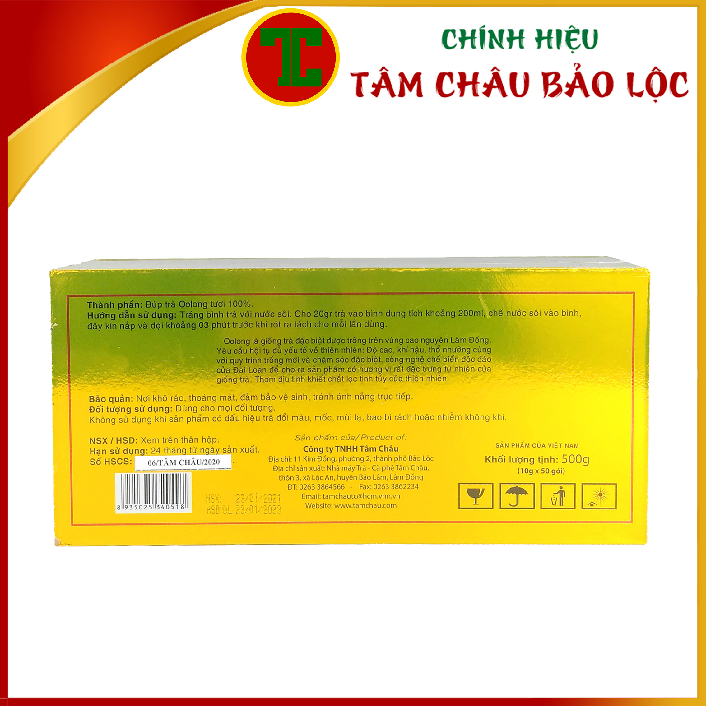 [TÂM CHÂU]  Trà Oolong thuần vàng 500Gr (50 gói x10Gr)