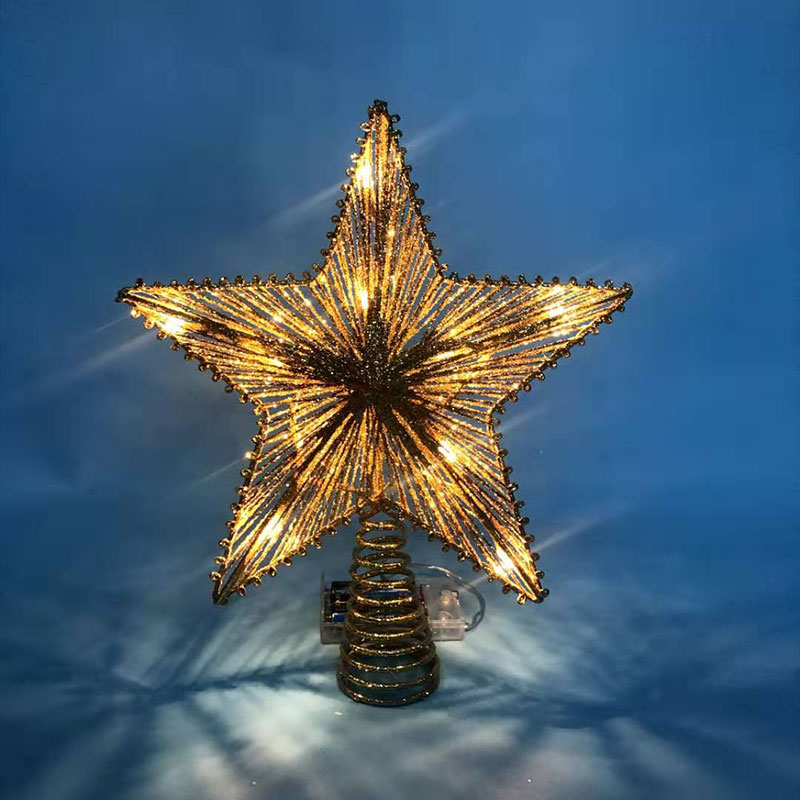 YONUO Christmas tree top star iron five-pointed star LED illuminated Christmas tree decoration tree top light