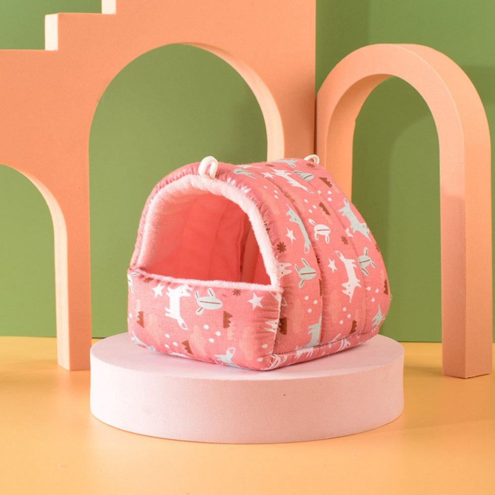 CARING PETS Squirrel Cartoon Cave Hamster Hammock Mini Guinea Pig Cotton Pad Pet Nest Animal Sleeping Bed Hanging Cage House Hamster House