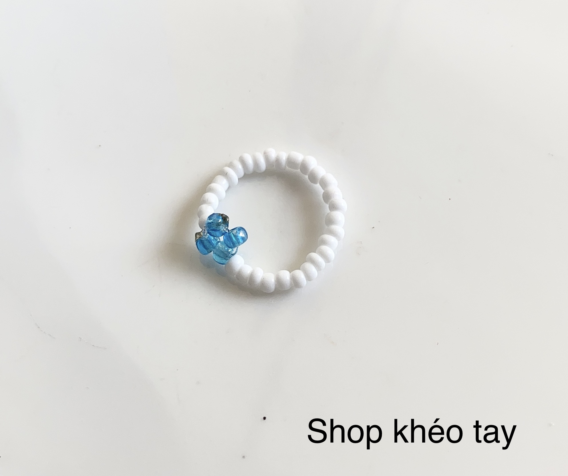 Nhẫn hạt cườm đính hoa siêu yêu