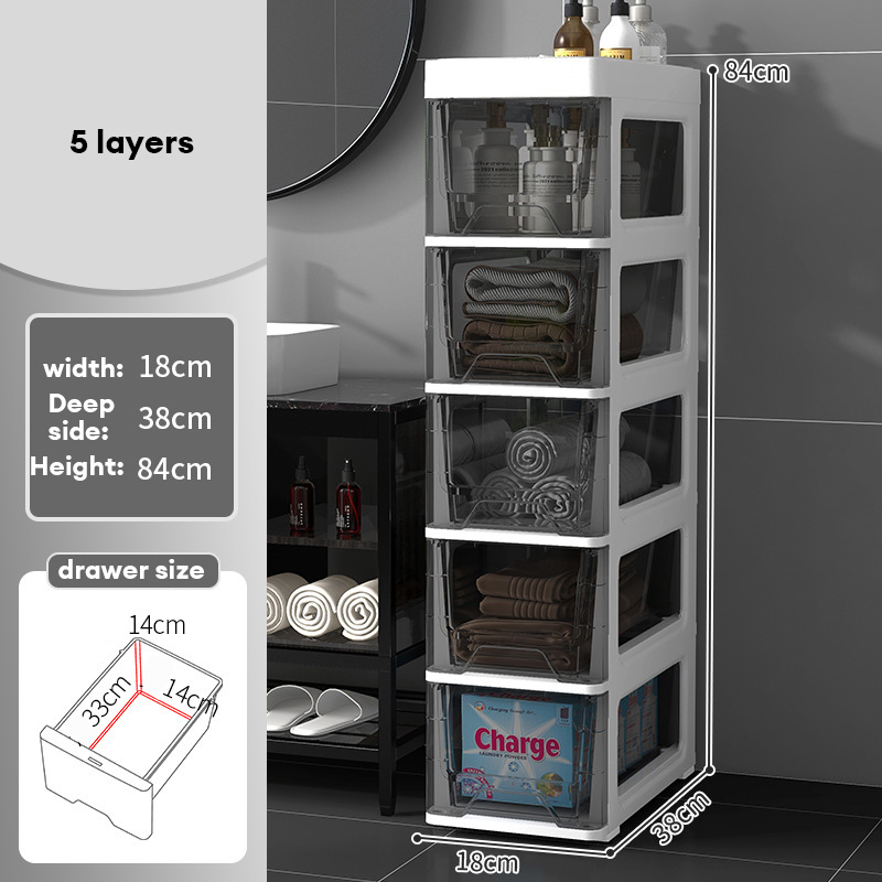 Bathroom slitch storage cabinet, black drawer type bathroom, ultra-narrow gap storage cabinet, sundries storage shelves