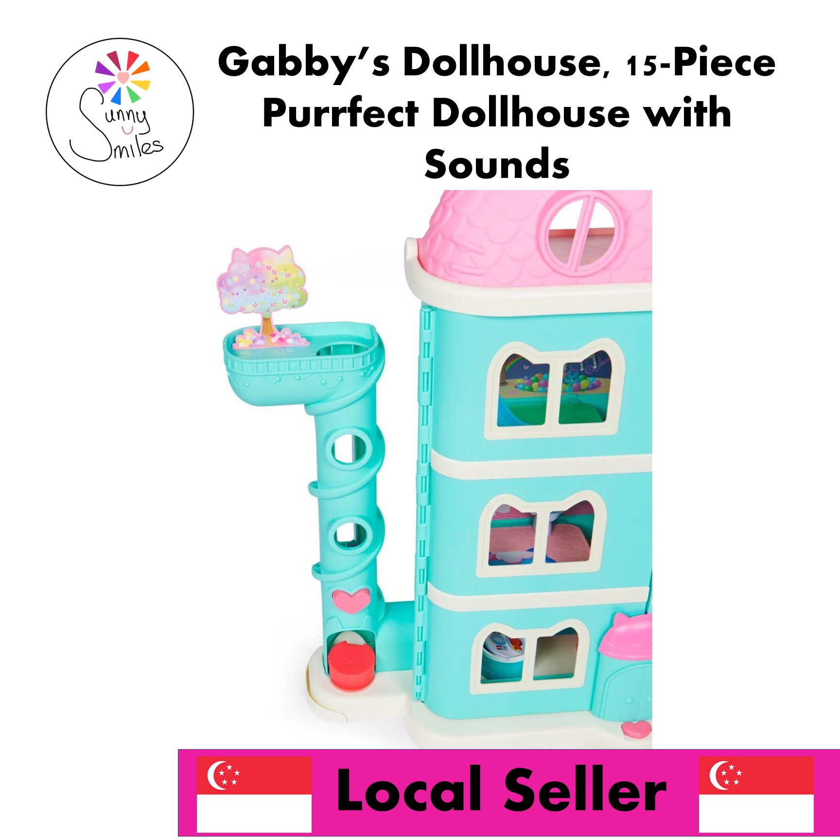 Gabby's Dollhouse, 15-Piece Purrfect Dollhouse with Sounds