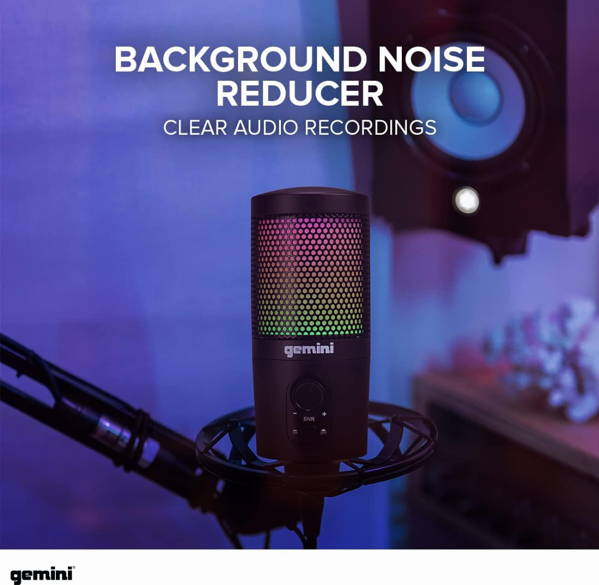 Condenser　Reduction　Streaming,　Controls　GSM-100　USB　Noise　Zoom　PC　Podcasting,　Headphone　with　Background　Computer　Jack,　and　Microphone　LED　RGB　Twitch,　Lights,　Gaming,　Volume　for　Live　Chat,　Gemini　Sound